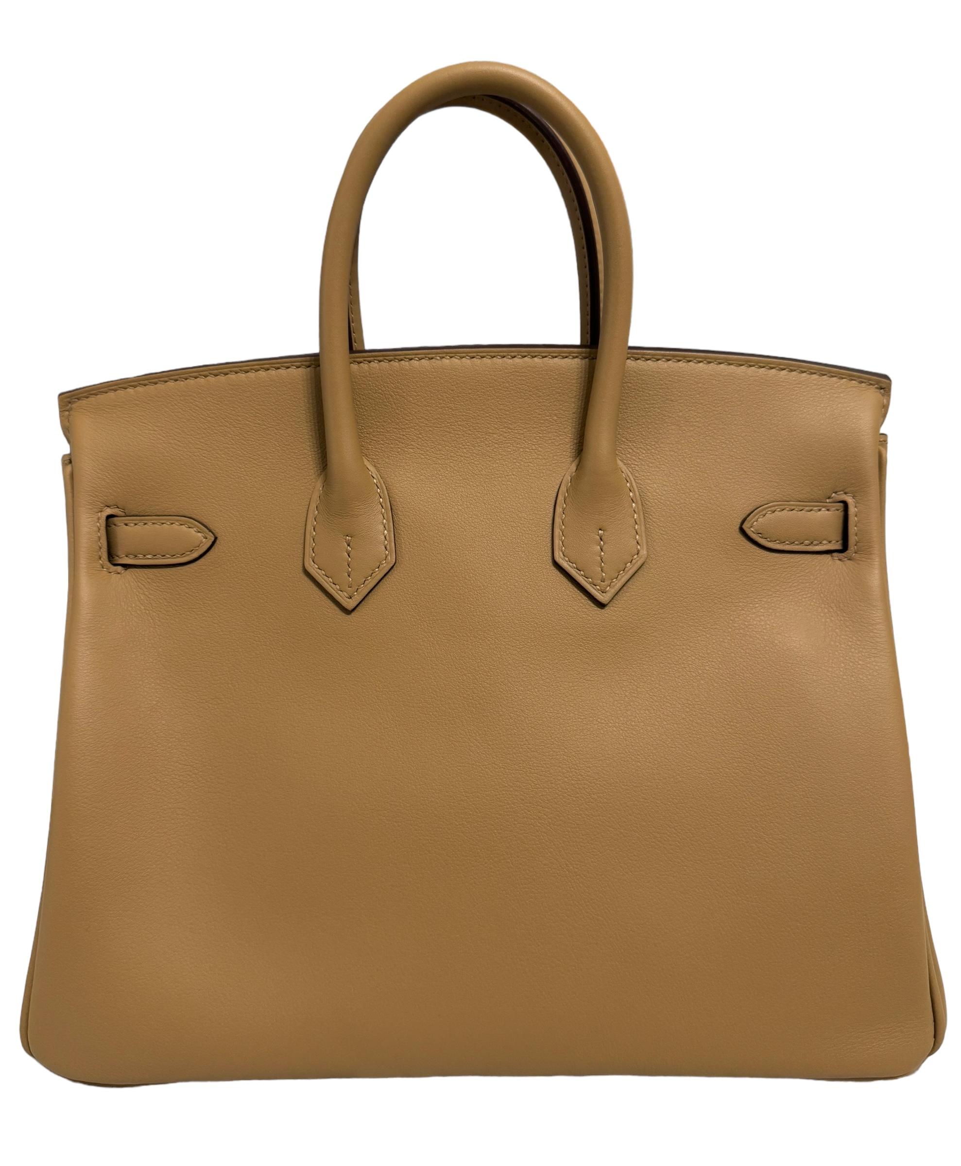 Women's or Men's Hermes Birkin 25 Limited Edition In and Out Biscuit Tan White Palladium Hwr 2023