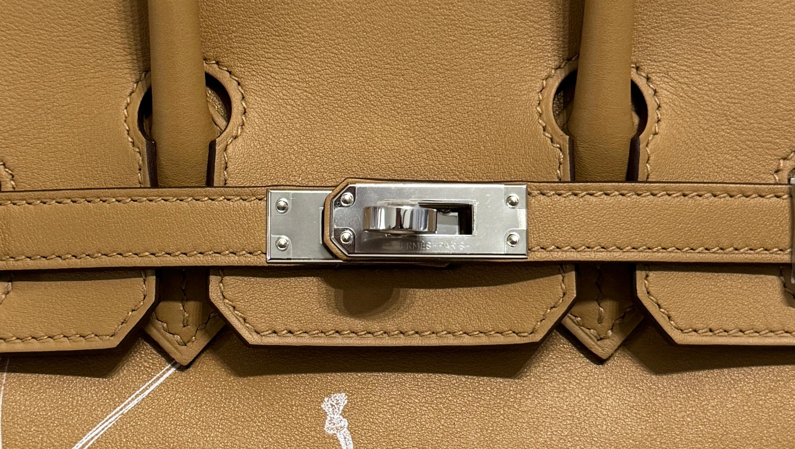 Hermes Birkin 25 Limited Edition In and Out Biscuit Tan White Palladium Hwr 2023 1