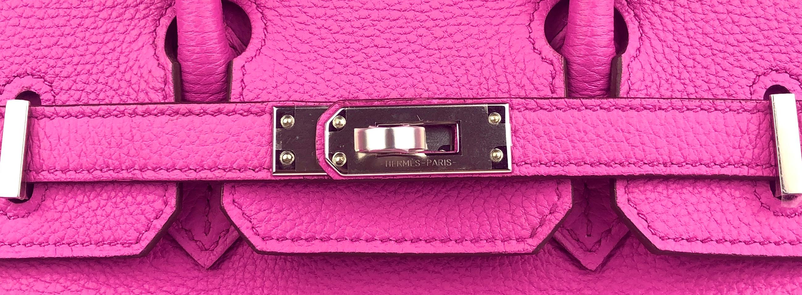 Hermes Birkin 25 Magnolia Pink Purple Togo Leather Palladium Hardware 1