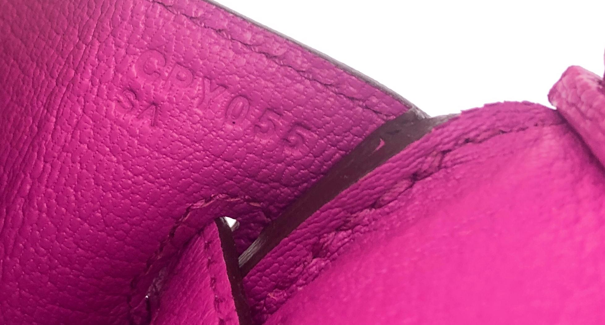 Hermes Birkin 25 Magnolia Pink Purple Togo Leather Palladium Hardware 2