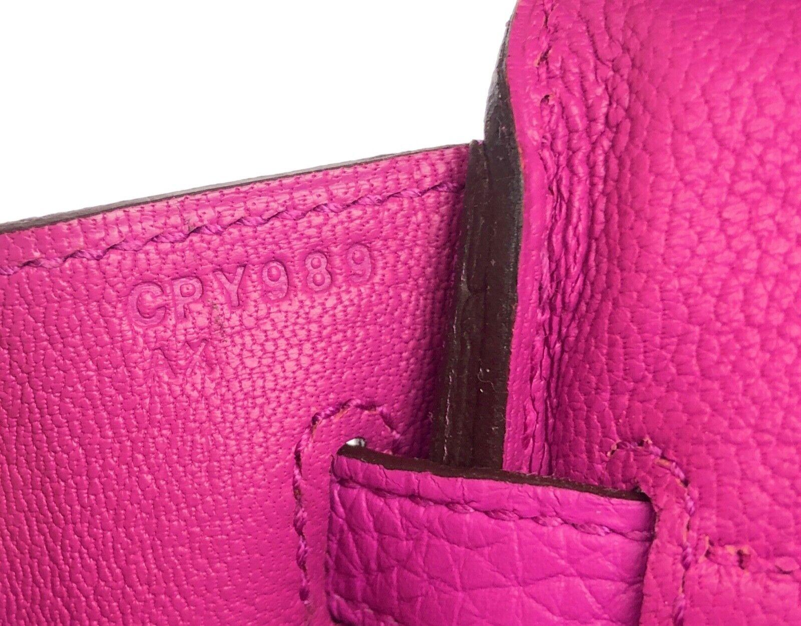 Hermes Birkin 25 Magnolia Pink Purple Togo Leather Palladium Hardware For Sale 3