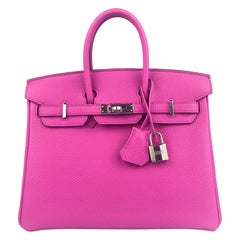 Hermes Birkin 25 Togo-Leder mit Palladium-Hardware in Rosa und Lila