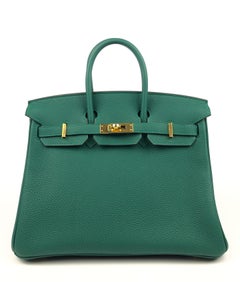 Hermes Birkin 25 Malachite Green Togo Gold Hardware