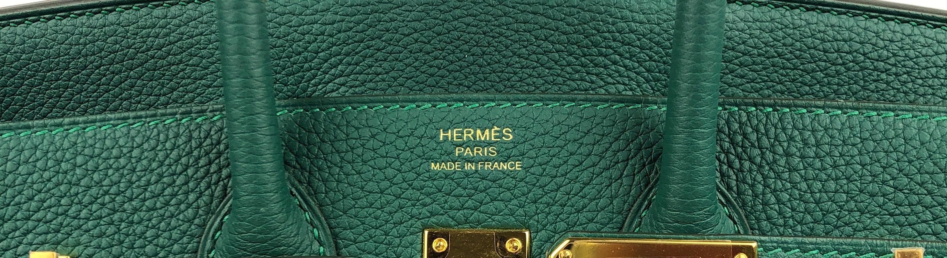 Women's or Men's Hermes Birkin 25 Malachite Green Togo Gold Hardware 