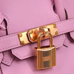 HERMES Birkin 25 Mauve Pink Purple Lavender Swift Gold Top Handle Bag