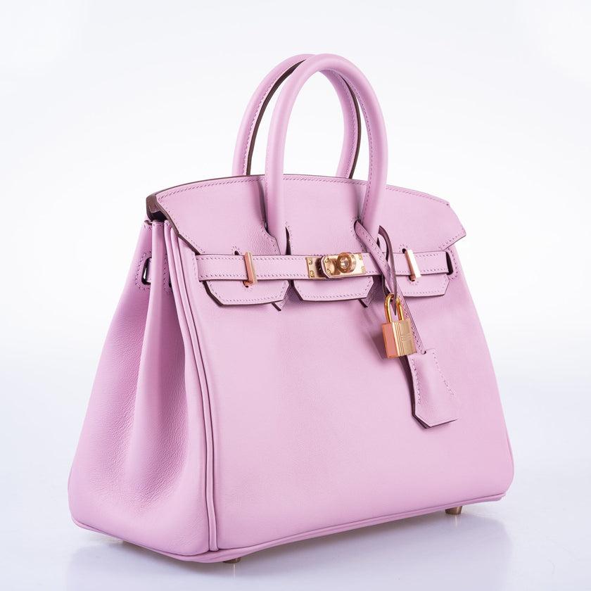 Hermès Birkin 25 Mauve Sylvestre Swift Leder Rose Gold Hardware Tasche Damen im Angebot