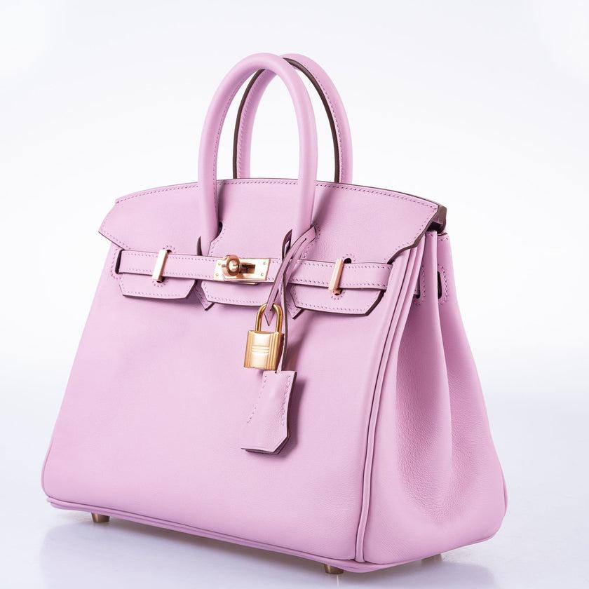 Hermès Birkin 25 Mauve Sylvestre Swift Leder Rose Gold Hardware Tasche im Angebot 1