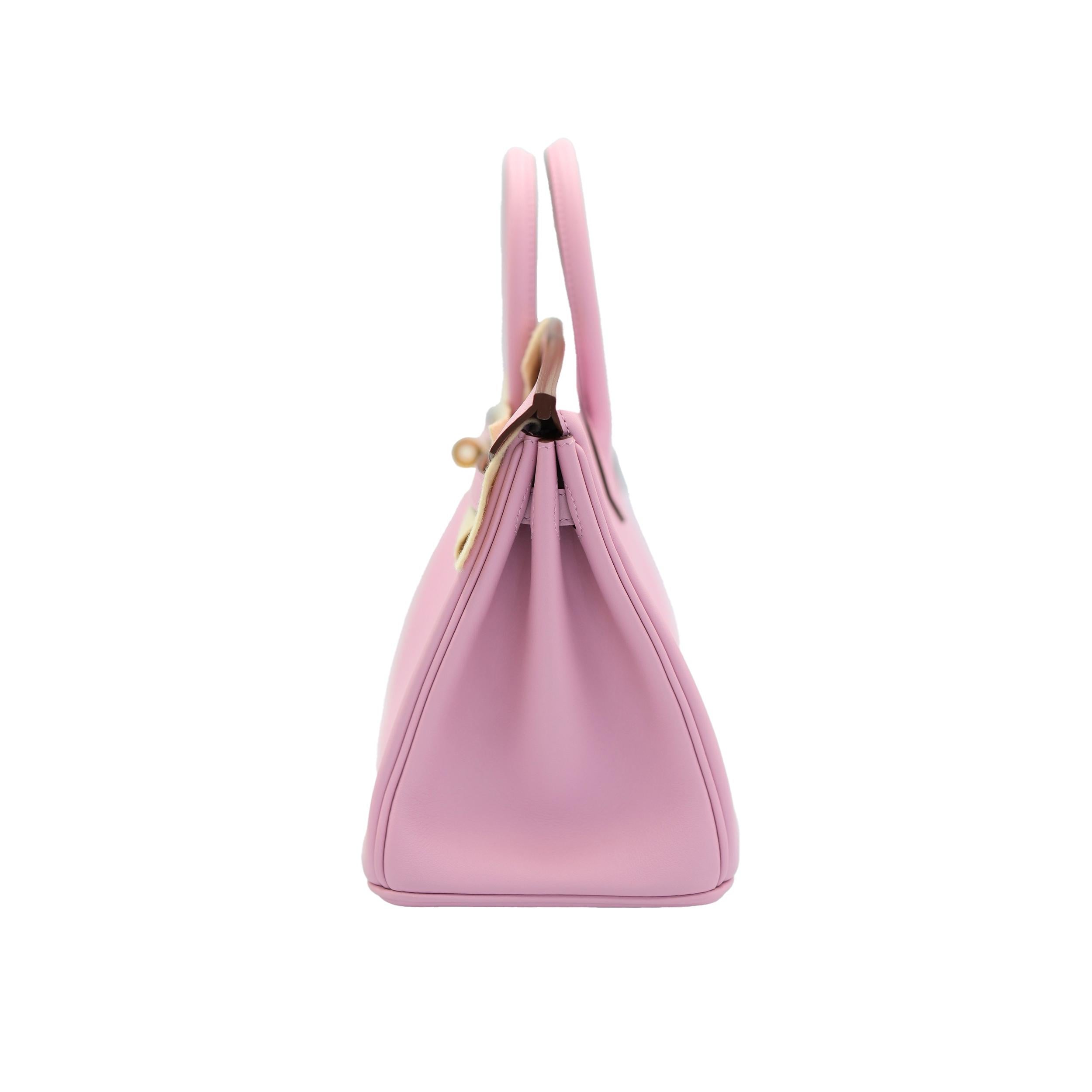 Hermes Birkin 25 Mauve Sylvestre Swift avec quincaillerie en or rose Neuf - En vente à North Miami Beach, FL