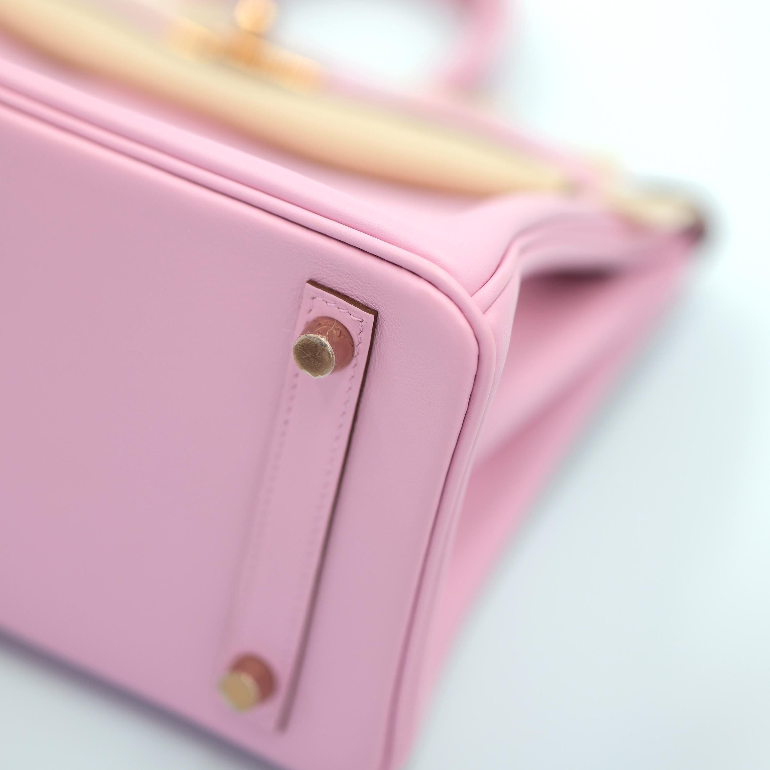 Hermes Birkin 25 Mauve Sylvestre Swift avec quincaillerie en or rose en vente 1