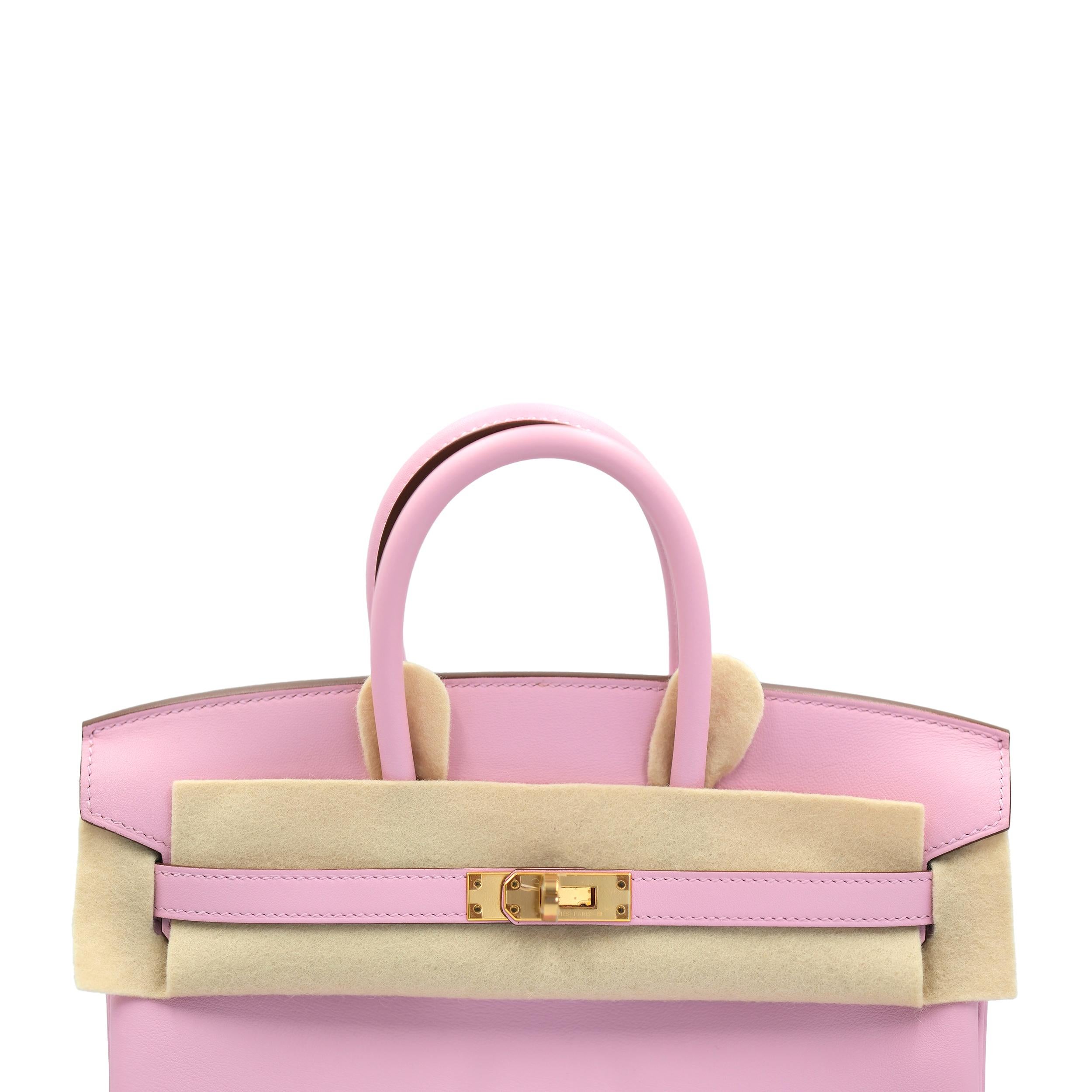 Hermes Birkin 25 Mauve Sylvestre Swift avec quincaillerie en or rose en vente 2