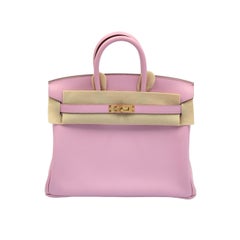 Hermes Birkin 25 Mauve Sylvestre Swift avec quincaillerie en or rose