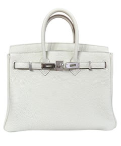 Hermes Birkin 25 Mushroom White Gray Togo Leather Palladium Hardware 2023
