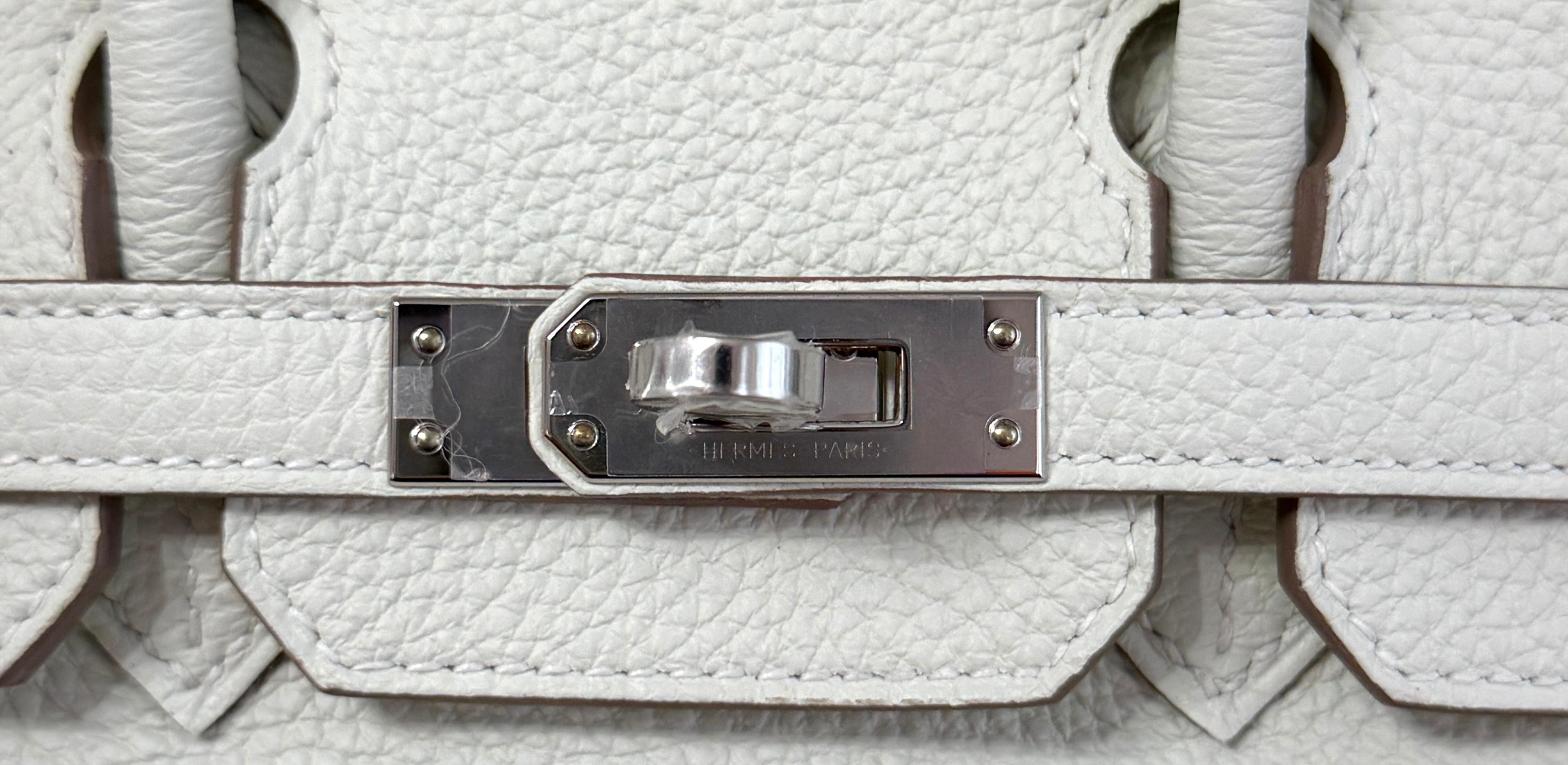 Hermes Birkin 25 Mushroom Weiß Grau Togo Leder Palladium Hardware 2023 für Damen oder Herren im Angebot