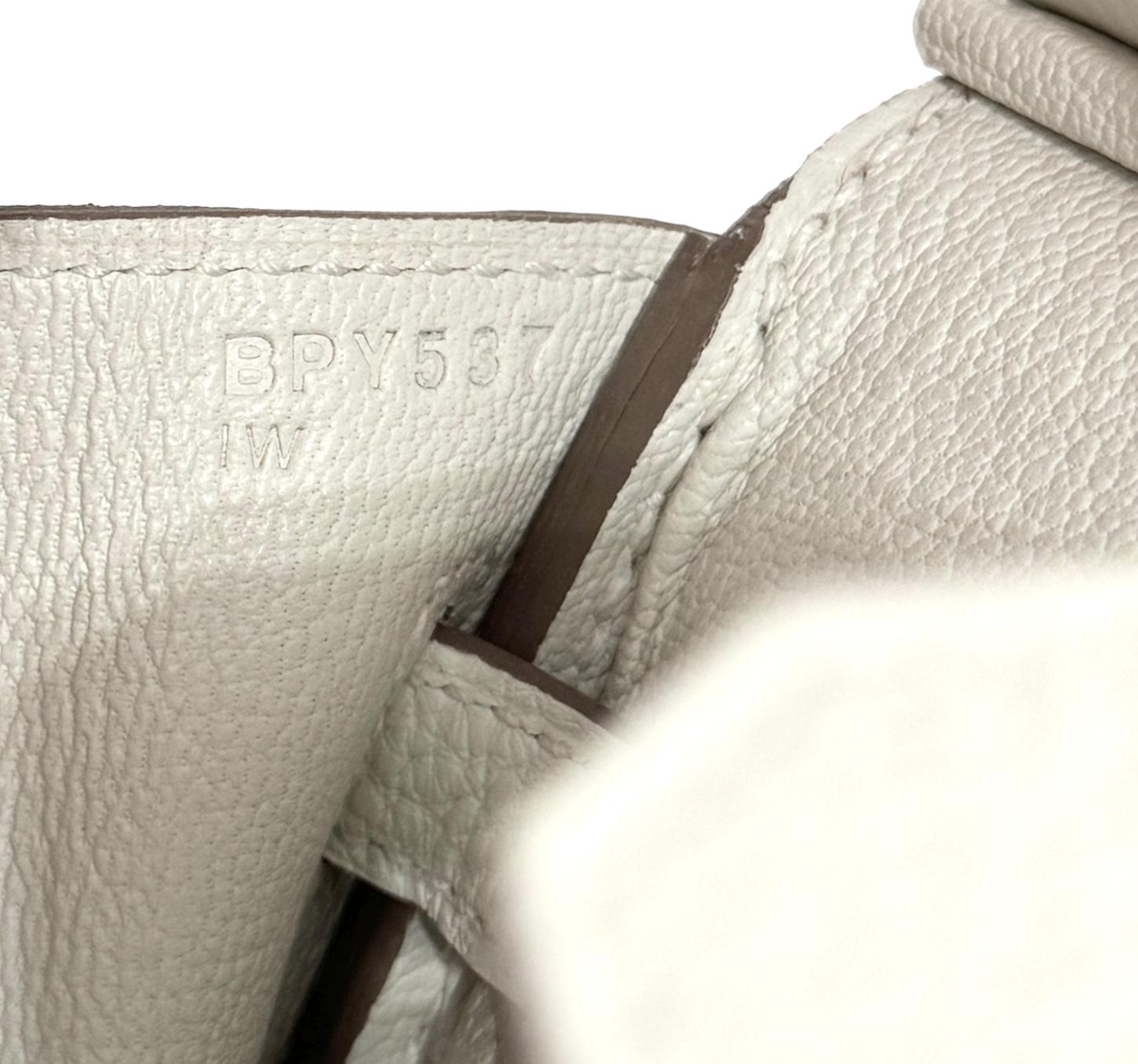 Hermes Birkin 25 Mushroom White Gray Togo Leather Palladium Hardware 2023 For Sale 4