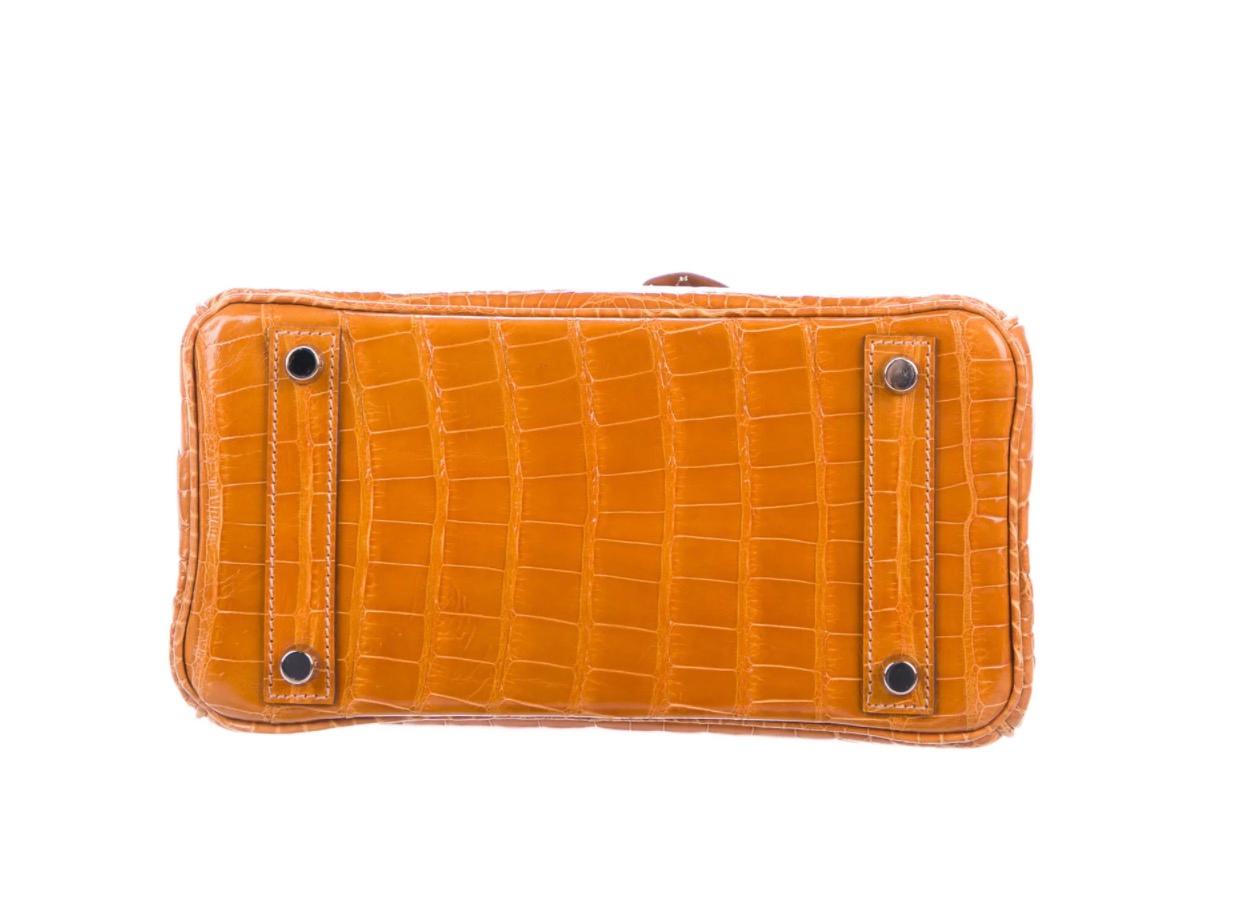 Women's Hermes Birkin 25 Mustard Alligator Exotic Top Handle Satchel Tote Bag For Sale