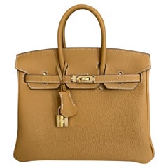 Hermes Birkin 25 Natural Golden Sable Togo Gold Hardware New W 2025