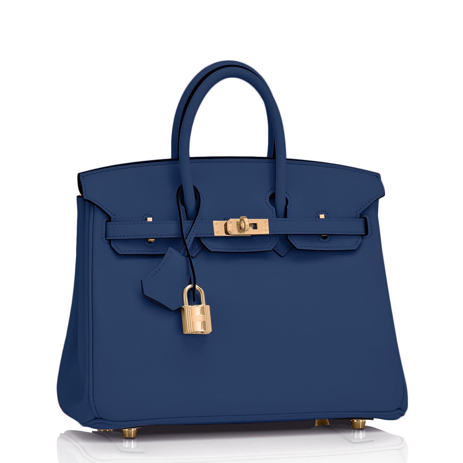 Women's or Men's Hermes Birkin 25 Navy Blue Bag Gold Hardware Z Stamp, 2021