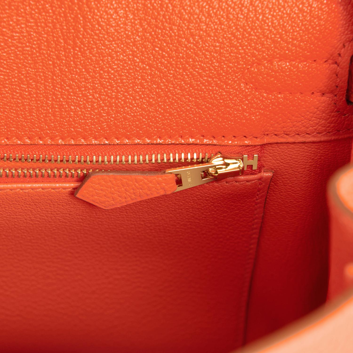 Hermes Birkin 25 Orange Feu Togo Bag Gold Jewel Y Stamp, 2020 1