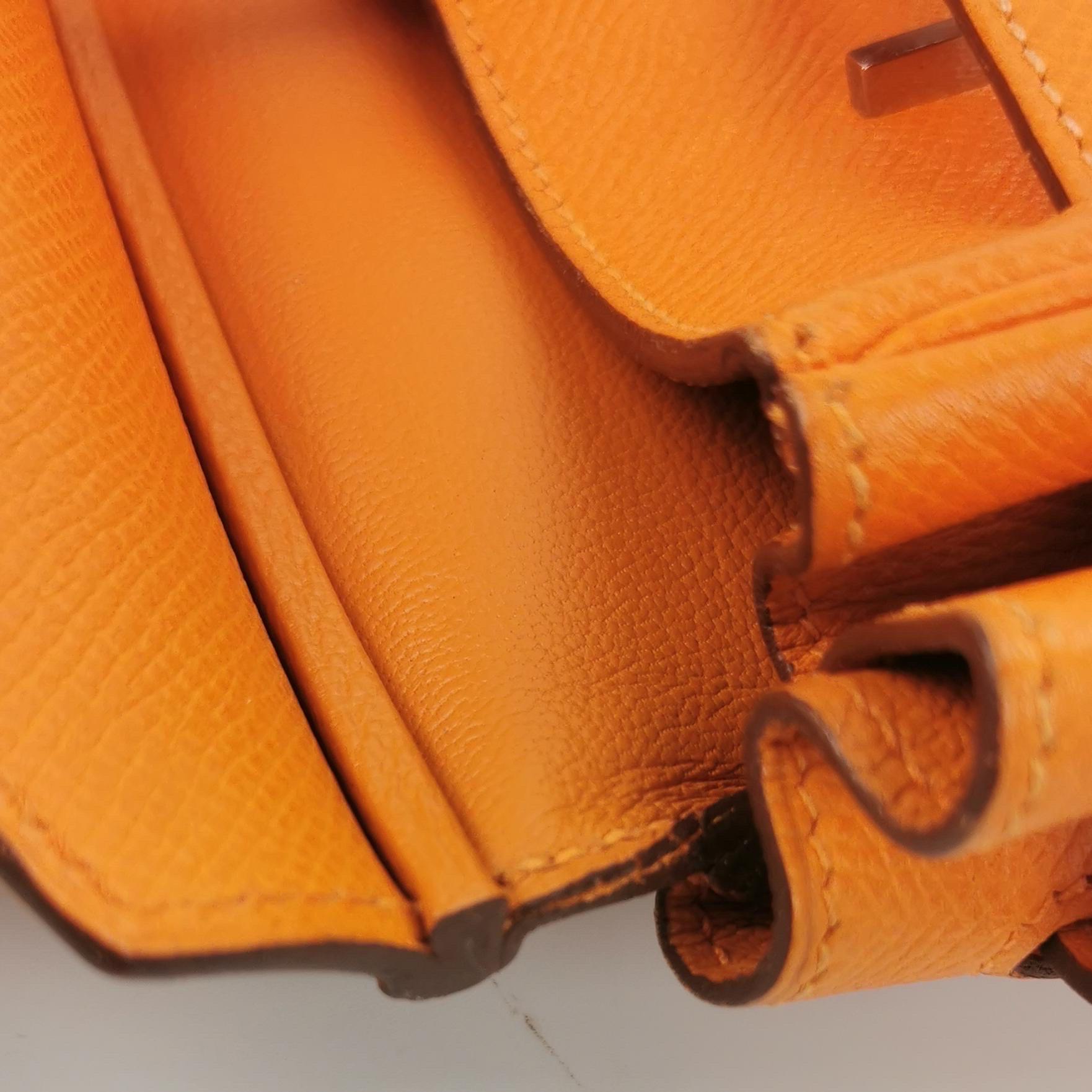 Hermes Birkin 25 Orange H 93 Epsom Leather Palladium Hardware For Sale 7