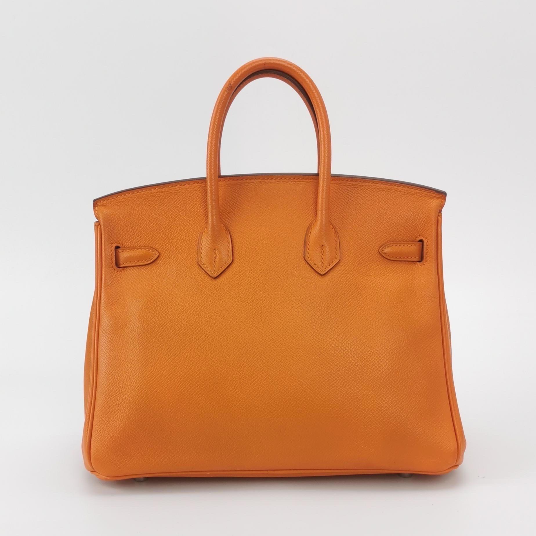 Women's Hermes Birkin 25 Orange H 93 Epsom Leather Palladium Hardware For Sale