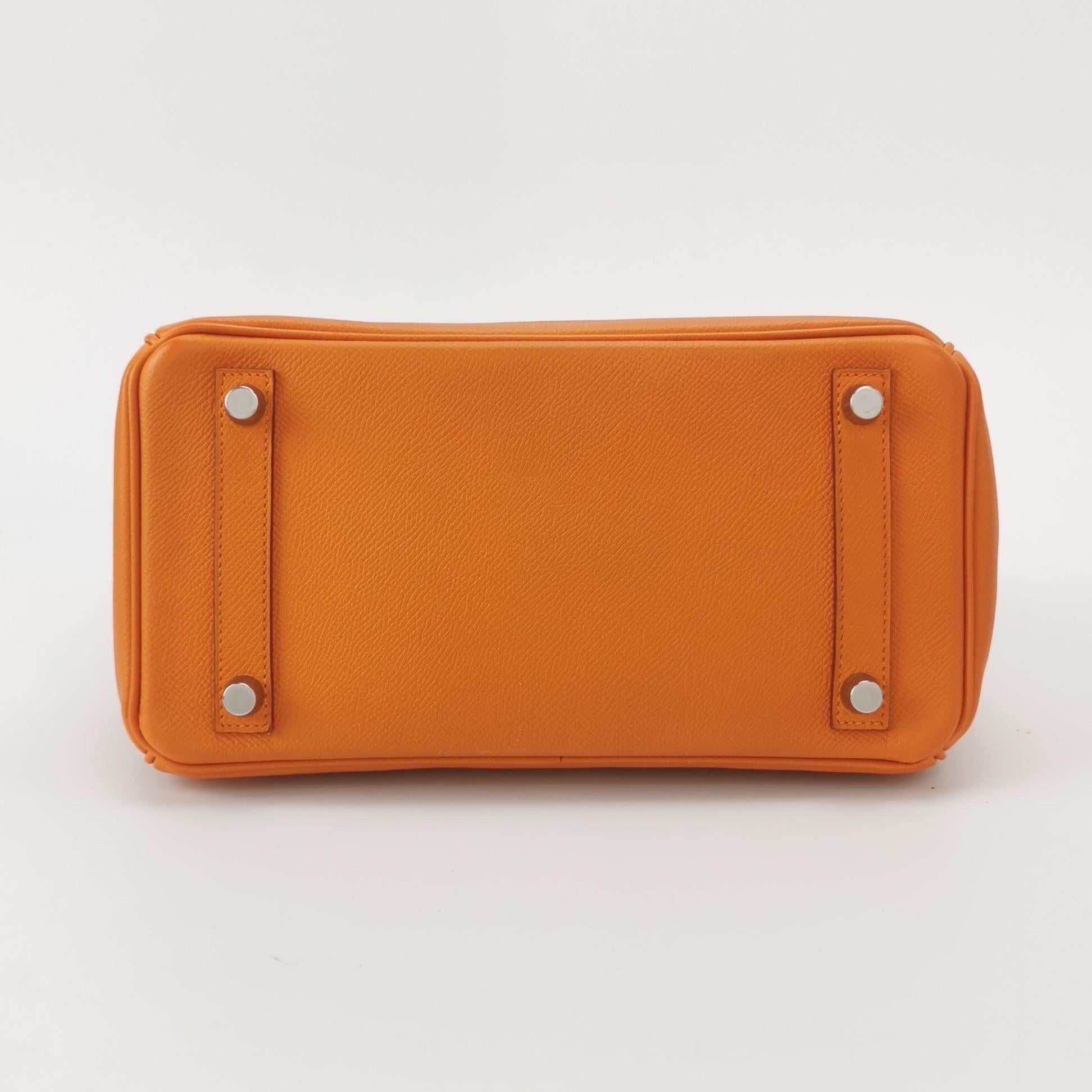 Hermes Birkin 25 Orange H 93 Epsom Leather Palladium Hardware For Sale 1
