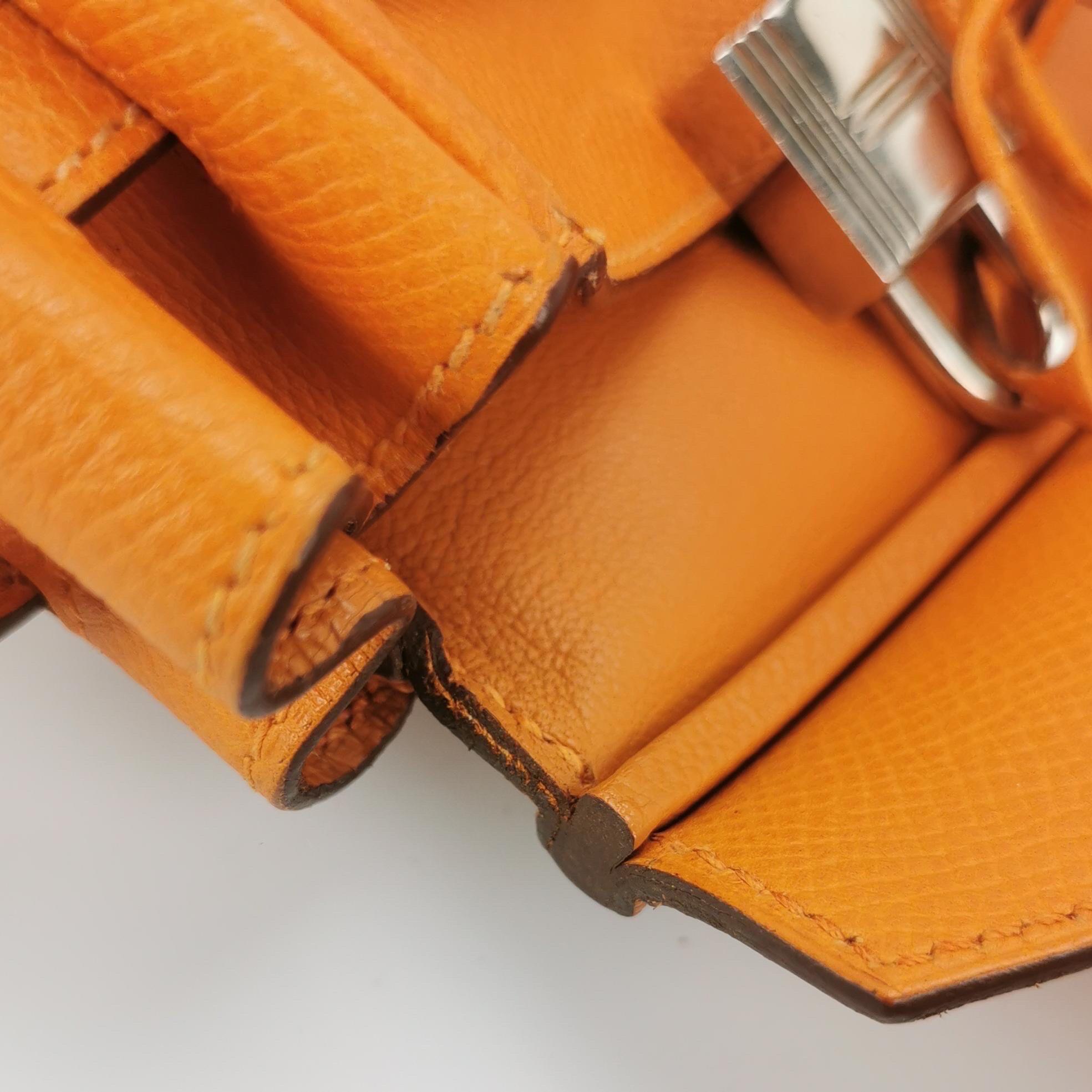 Hermes Birkin 25 Orange H 93 Epsom Leather Palladium Hardware For Sale 5
