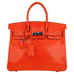 Hermes Birkin 25 Orange Tangerine Lizard Limited Edition Tasche Ruthenium Hardware