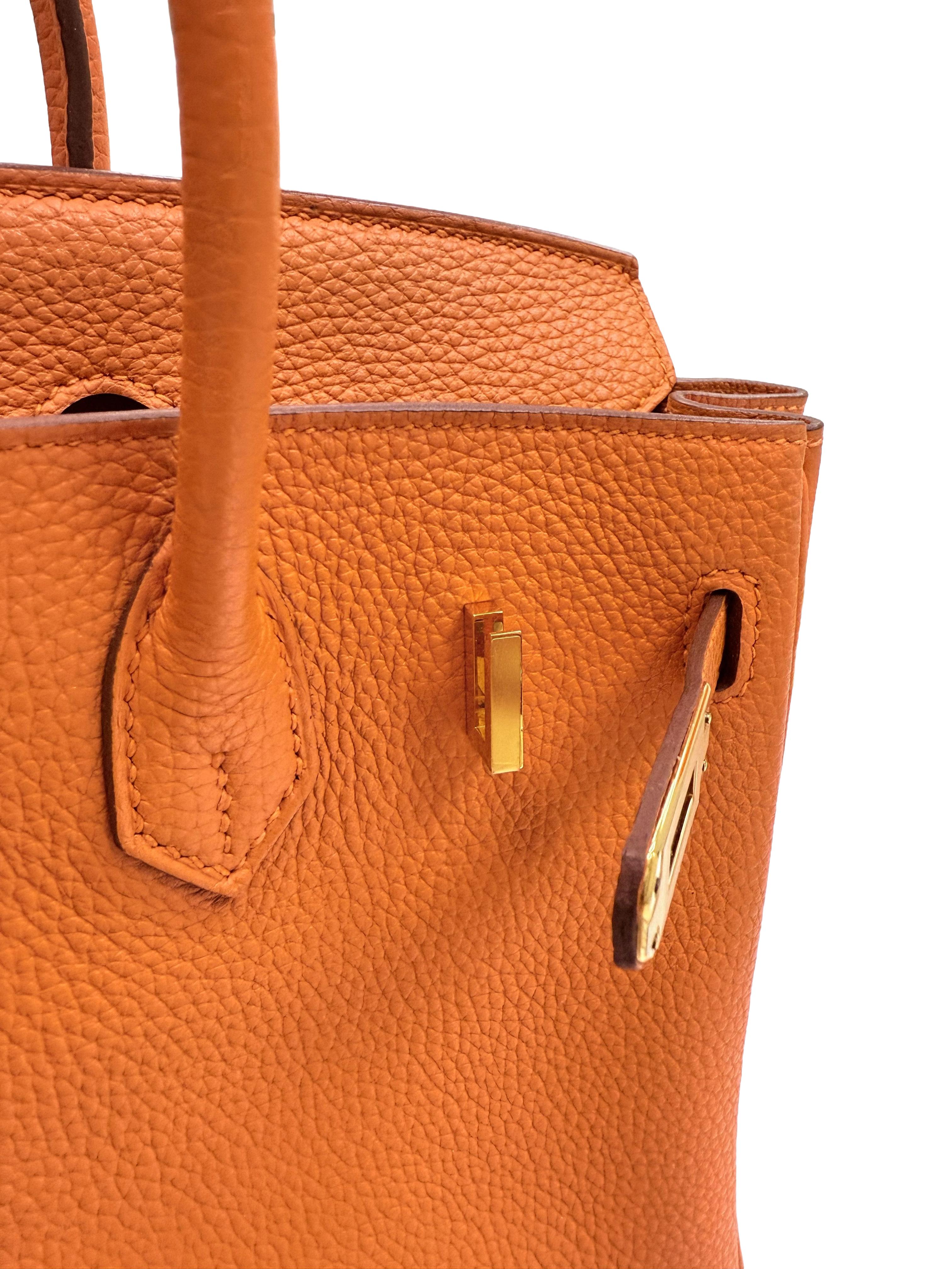 Hermes Birkin 25 Orange Togo Leather with Gold Hardware Handbag en vente 6