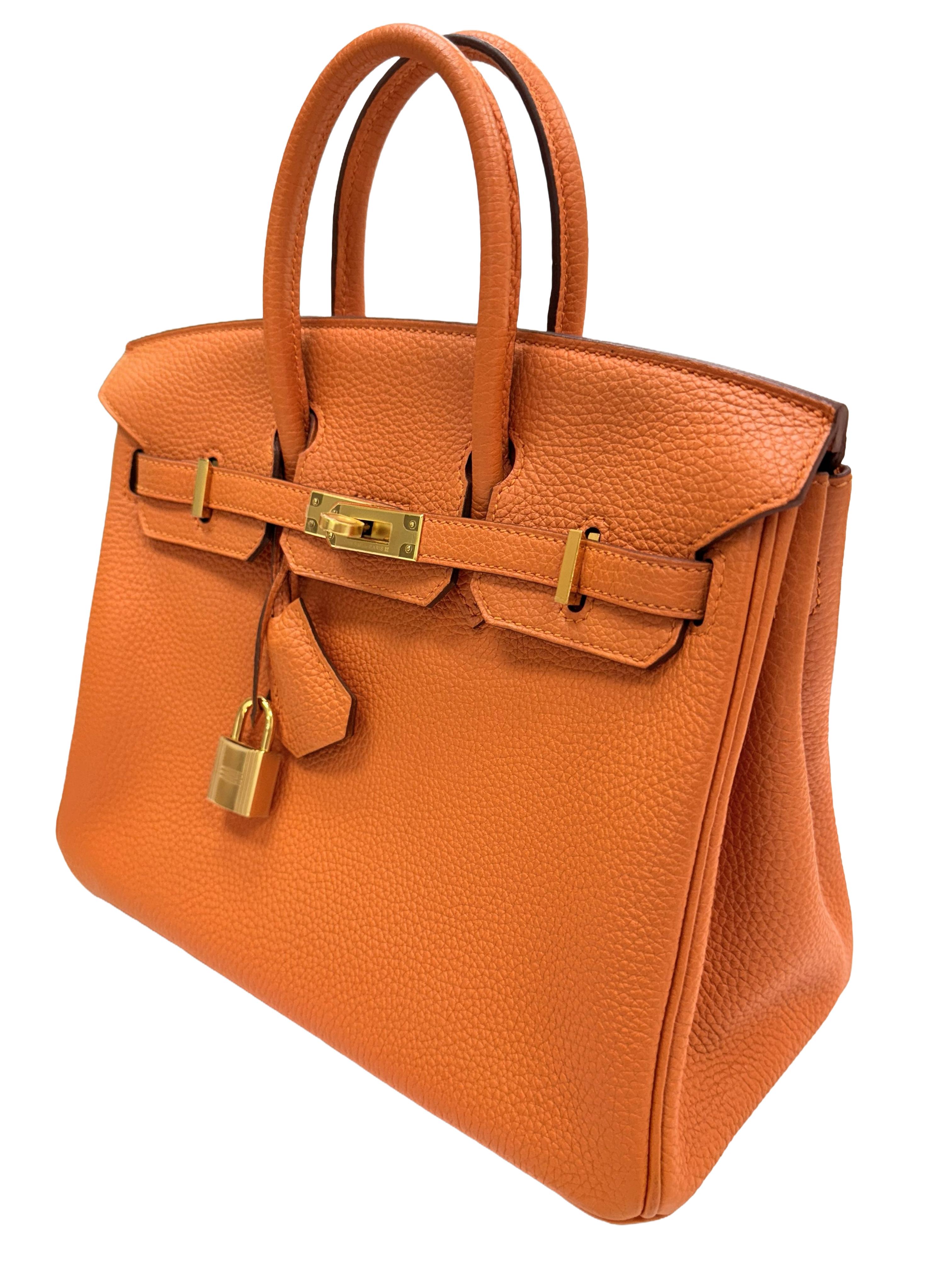 Hermes Birkin 25 Orange Togo Leather with Gold Hardware Handbag en vente 3