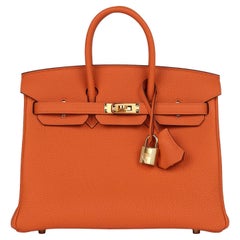 Hermes Birkin 25 Orange Togo Leather with Gold Hardware Handbag