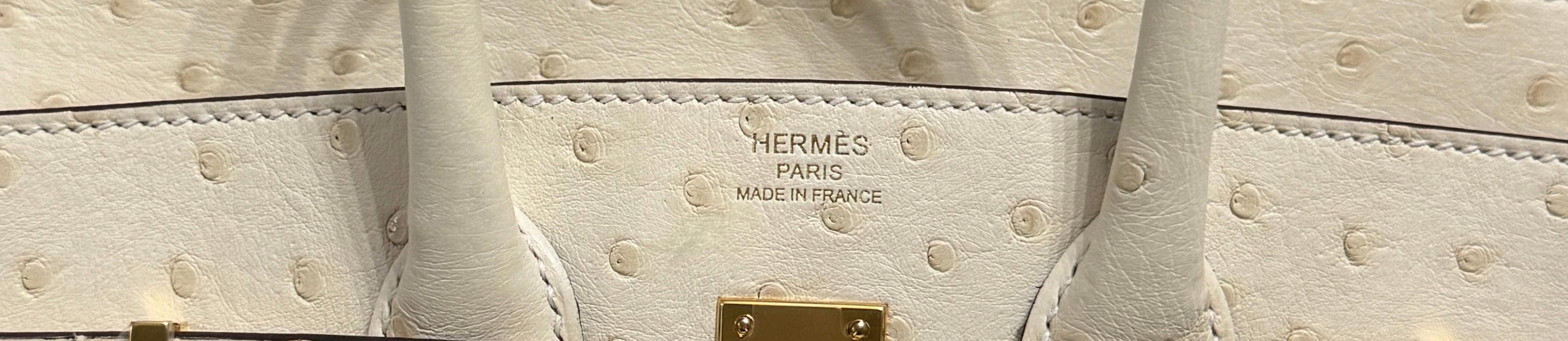 Hermes Birkin 25 Ostrich Nata White Beige Leather Gold Hardware For Sale 2