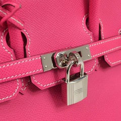 HERMES BIRKIN 25 Pink Rose Tyrien Epsom Leather Palladium Top Handle Tote Bag