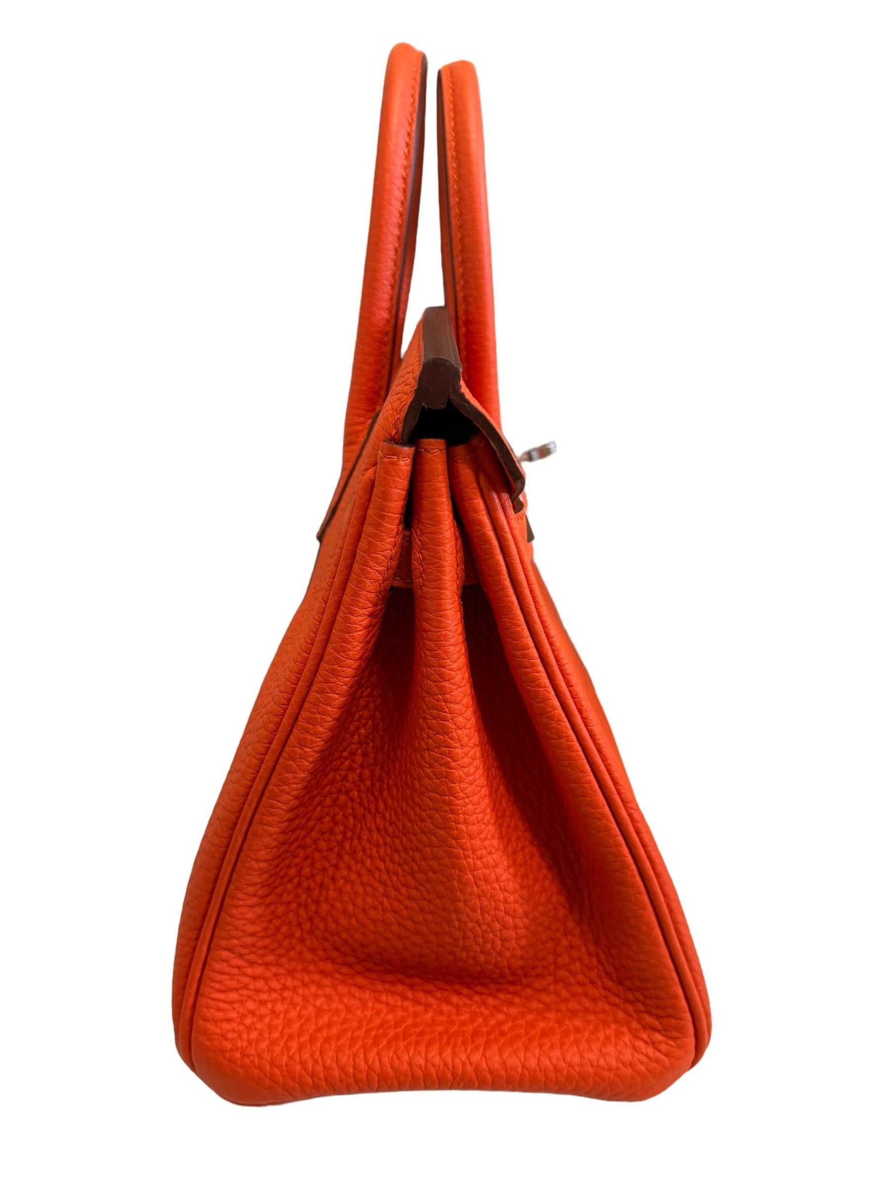 Hermes Birkin 25 Poppy Orange Togo Handbag Bag Palladium Hardware For Sale 1