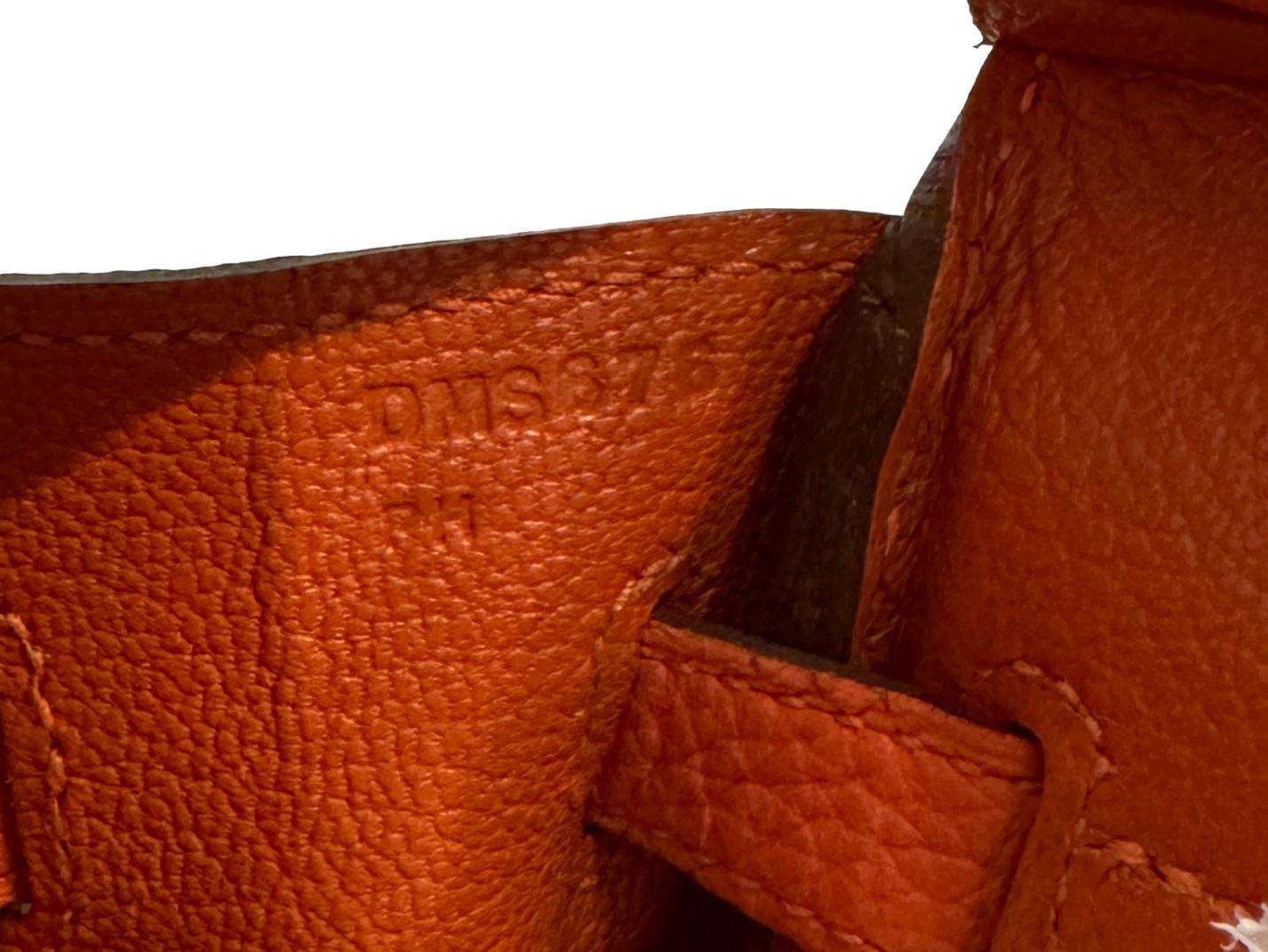 Hermes Birkin 25 Poppy Orange Togo Handbag Bag Palladium Hardware For Sale 4