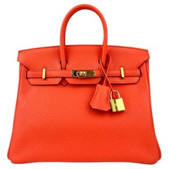 Hermès Kelly Retourne 35 Orange Poppy - Clemence PHW