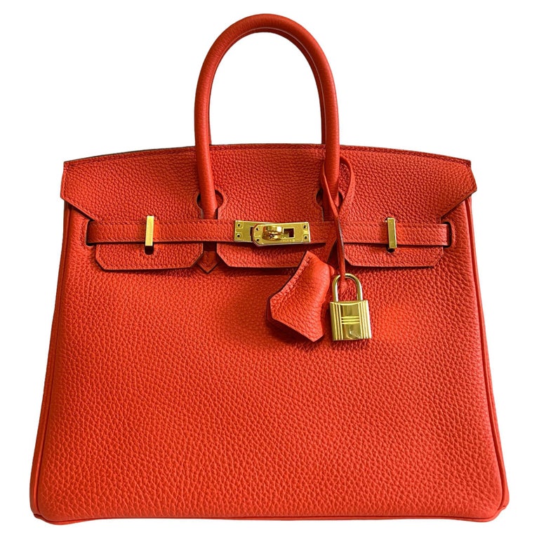 Hermes New Kelly Mini 20 Orange Feu Verso Pink Rose Inside at 1stDibs