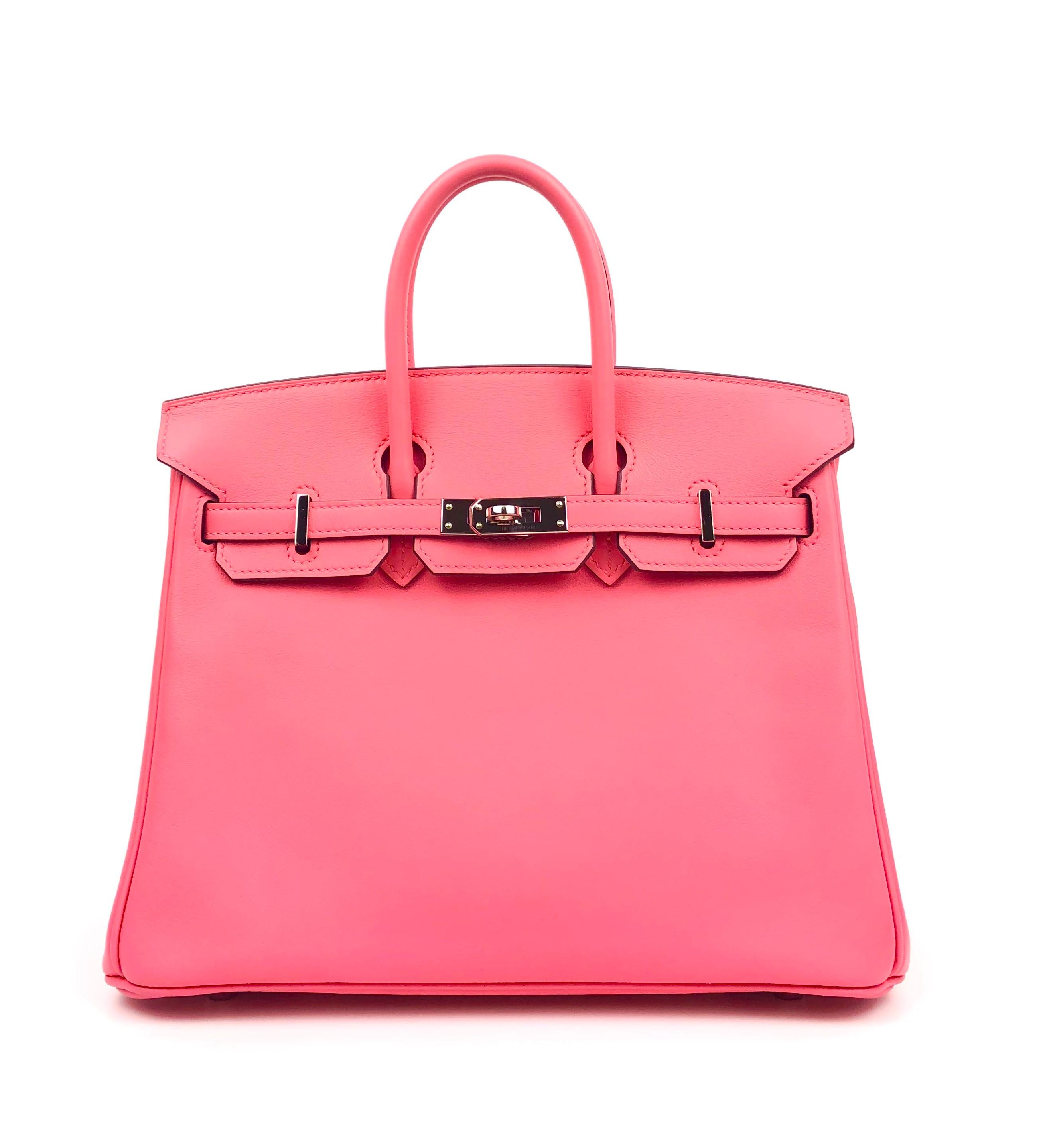 Hermes Birkin 25 Rose Azalea Pink Palladium Hardware RARE. Excellent Pristine Condition, light hairlines on hardware, perfect corners and structure. A Stamp 2017.

Shop with Confidence from Lux Addicts. Authenticity Guaranteed!