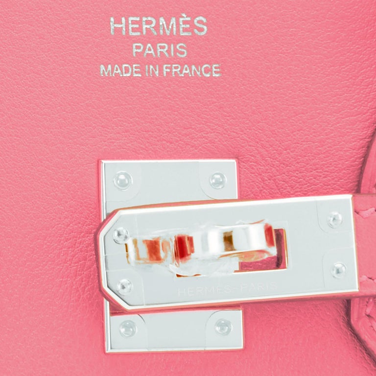 Hermes Birkin 25 Rose Eté Swift Palladium Hardware Baby D'Eté Ultimate Gift For Sale 5