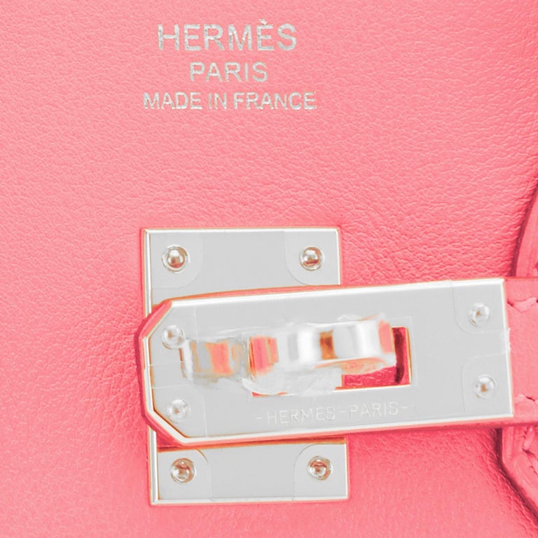 hermes aline minibag 19cm (stamp u) rose mexico swift leather silver  hardware, with dust cover & box