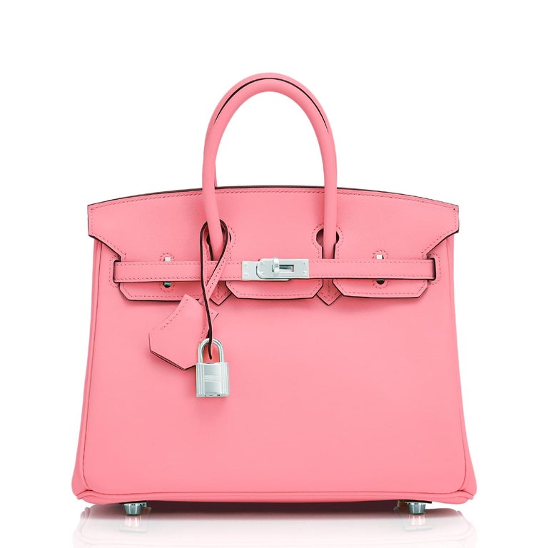 Pink Hermes Birkin 25 Rose Eté Swift Palladium Hardware Baby D'Eté Ultimate Gift For Sale