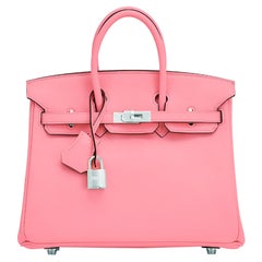 Hermes Birkin 25 Rose Eté Swift Palladium Hardware Baby D'Eté Y Stamp:: 2020