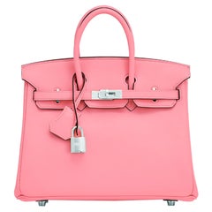 Hermès Birkin 25 Baby D'Eté en cuir Swift rose été avec détails en palladium et imprimé Y:: 2020