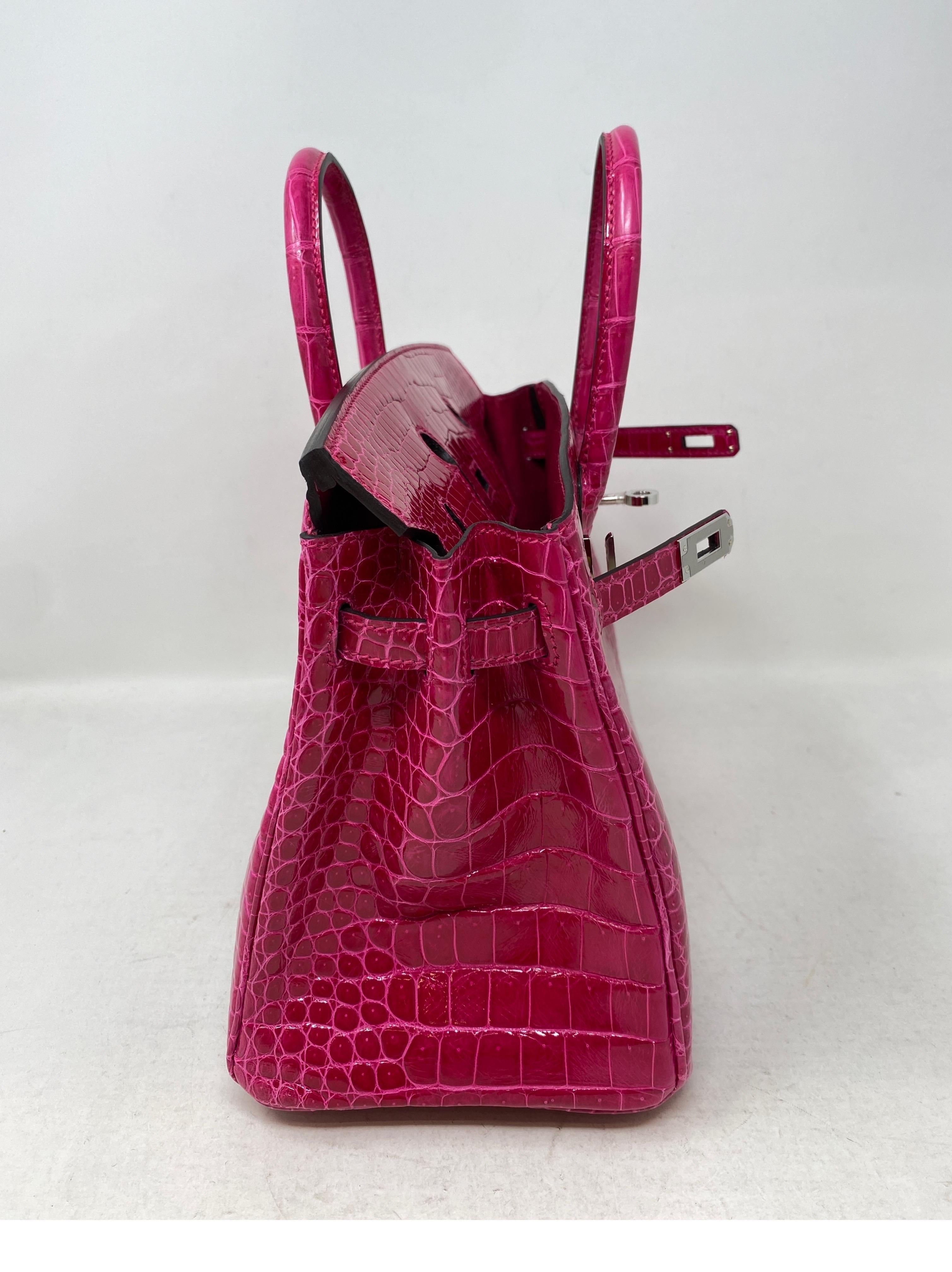 Hermes Birkin 25 Rose Mexico Shiny Alligator Bag 11