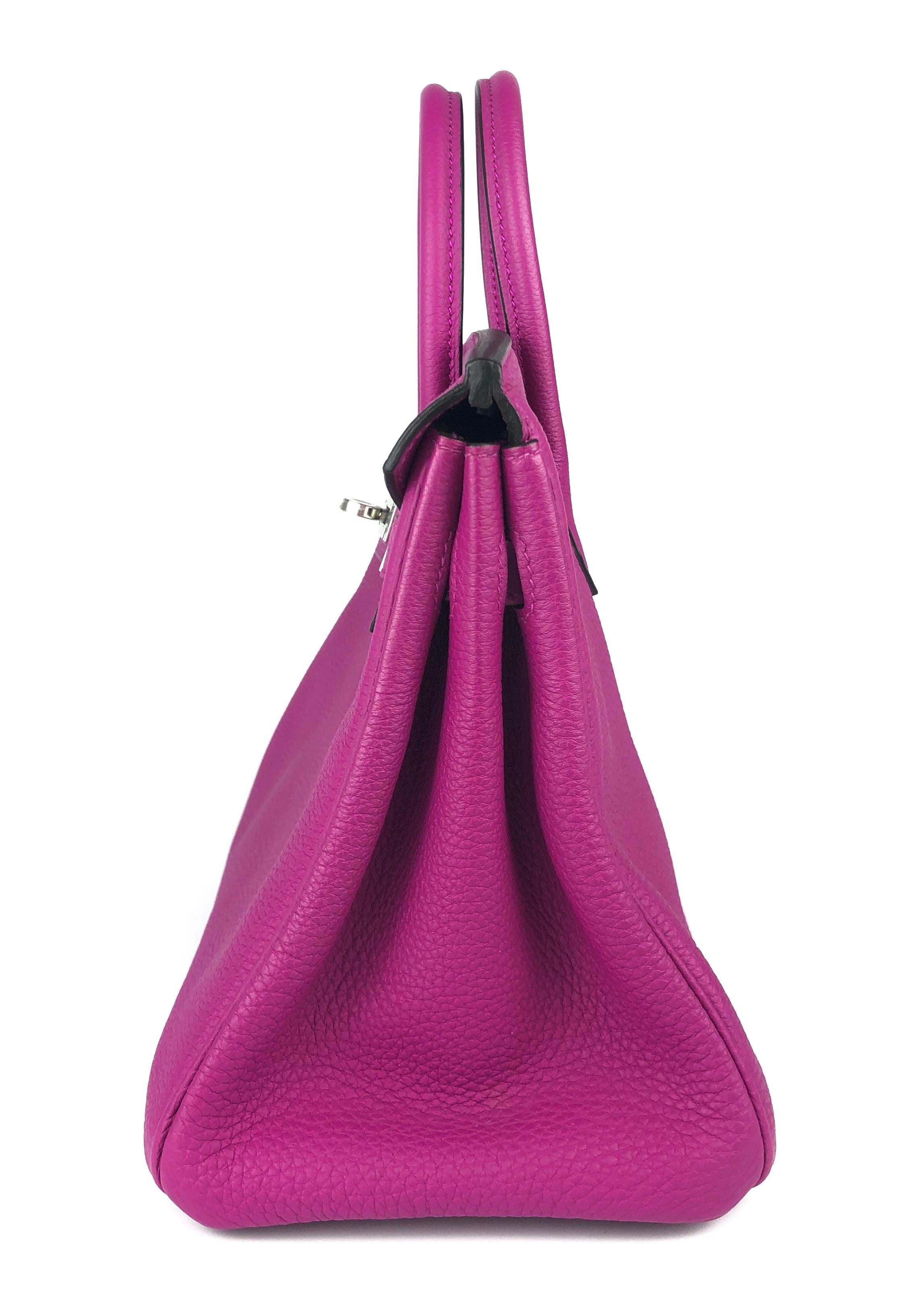 Hermes Birkin 25 Rose Pourpre Pink Purple Togo Handbag Palladium Hardware NEW For Sale 1