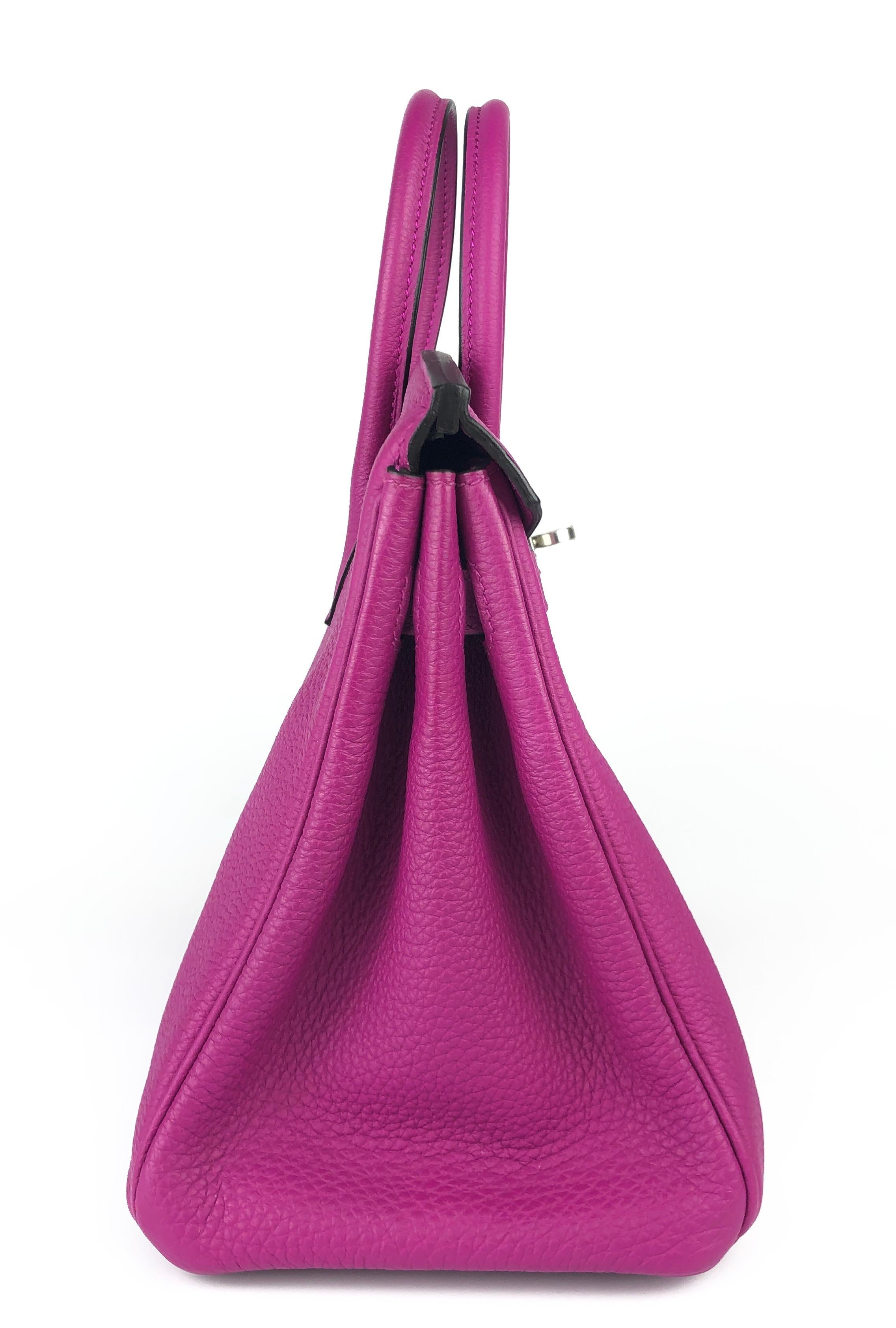 Hermes Birkin 25 Rose Pourpre Pink Purple Togo Handbag Palladium Hardware NEW For Sale 2