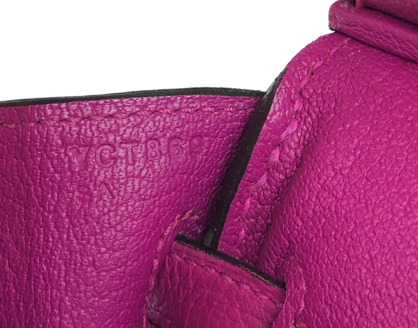 Hermes Birkin 25 Rose Pourpre Pink Purple Togo Handbag Palladium Hardware NEW For Sale 3