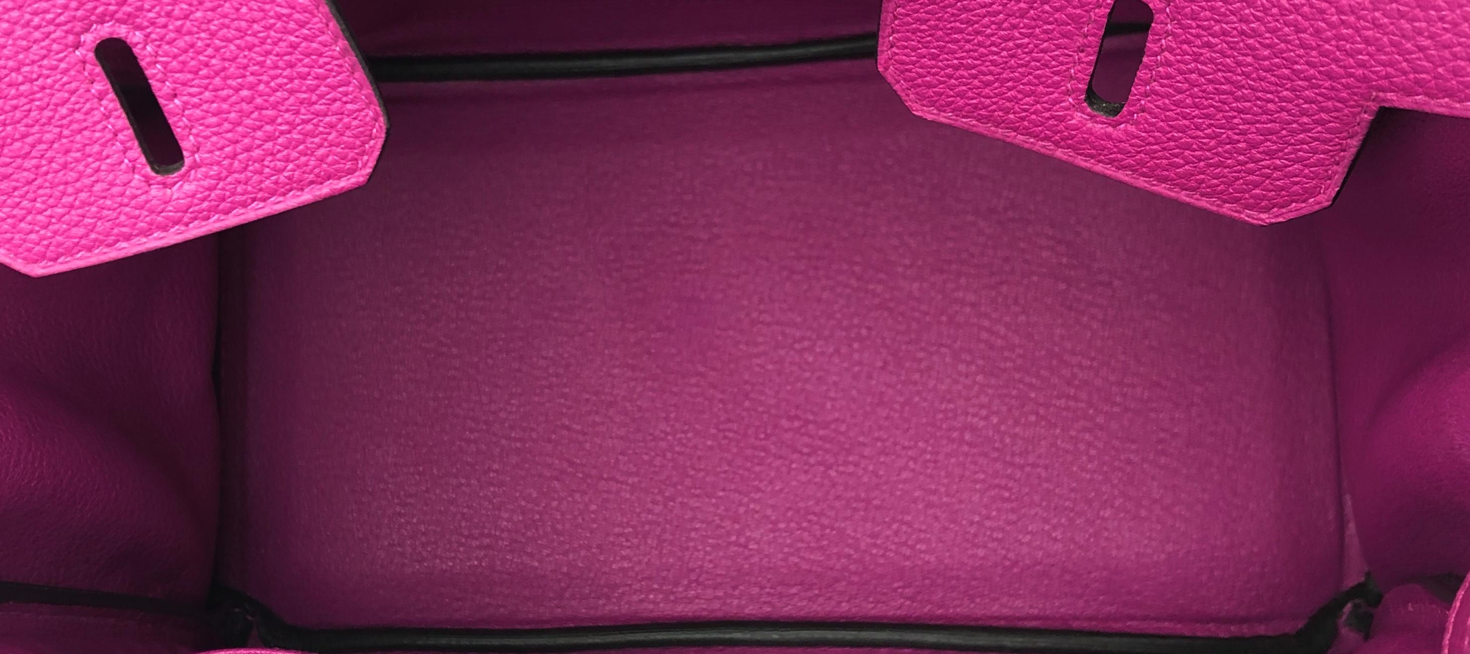 Hermes Birkin 25 Rose Pourpre Pink Purple Togo Handbag Palladium Hardware NEW For Sale 4