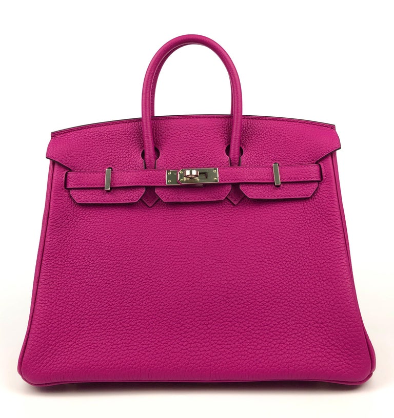 Hermes Birkin 25 Rose Pourpre Pink Purple Togo Leather Palladium