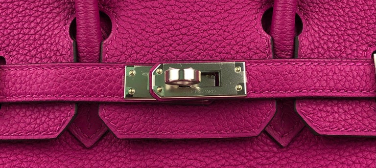 Hermes Birkin 25 Rose Pourpre Pink Purple Togo Leather Palladium Hardware  NEW at 1stDibs
