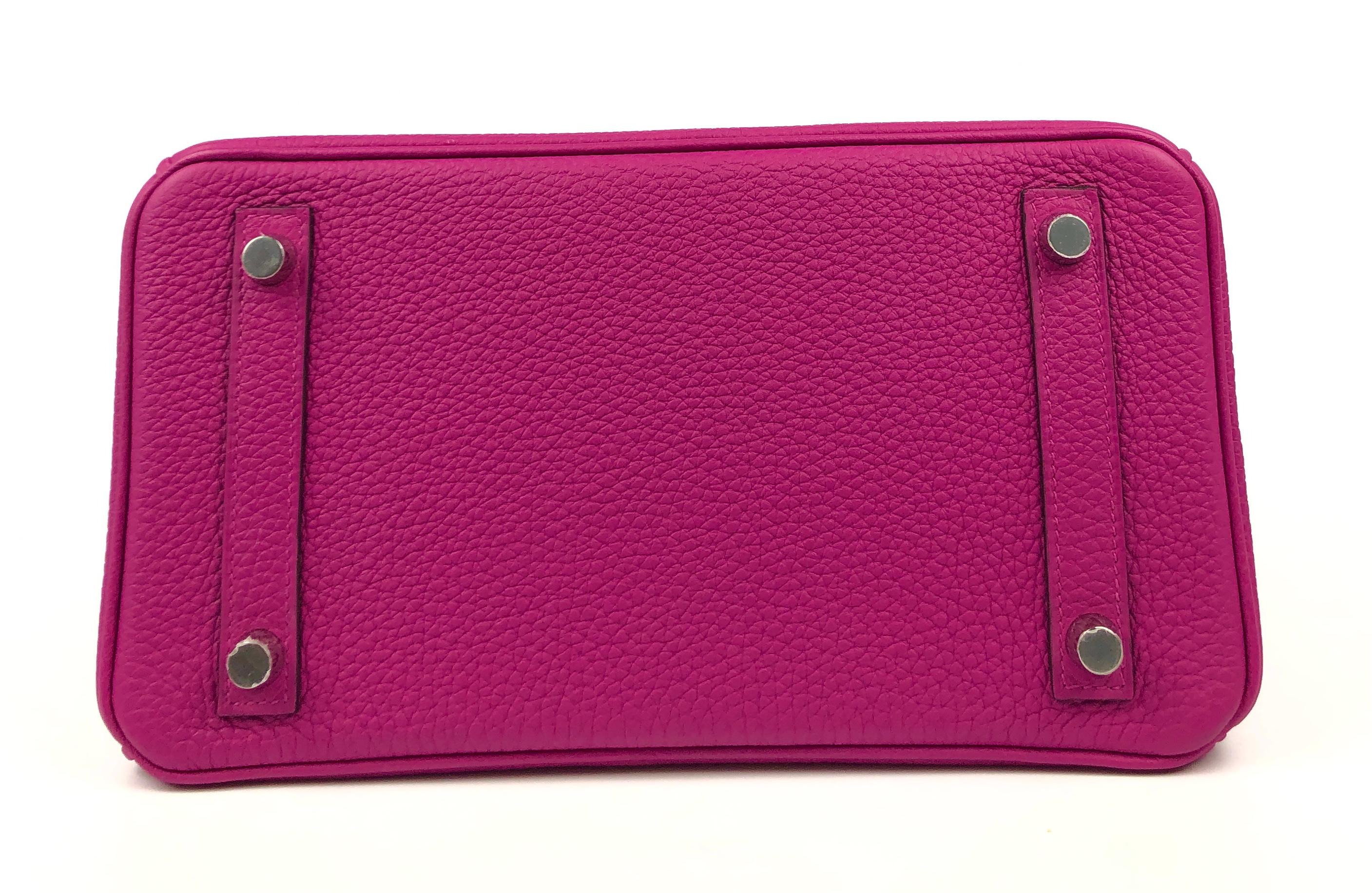 Hermes Birkin 25 Rose Pourpre Pink Purple Togo Leather Palladium Hardware NEW 3
